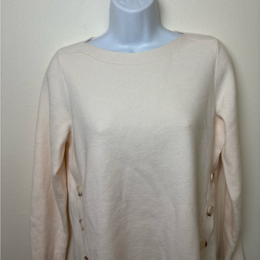 Chicos pullover button side sweater in cream NWT - image 4
